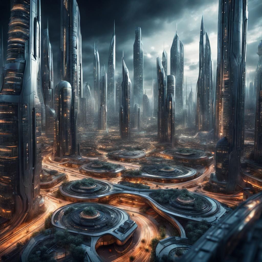 Hyperrealistic Futuristic City in Cinematic Style