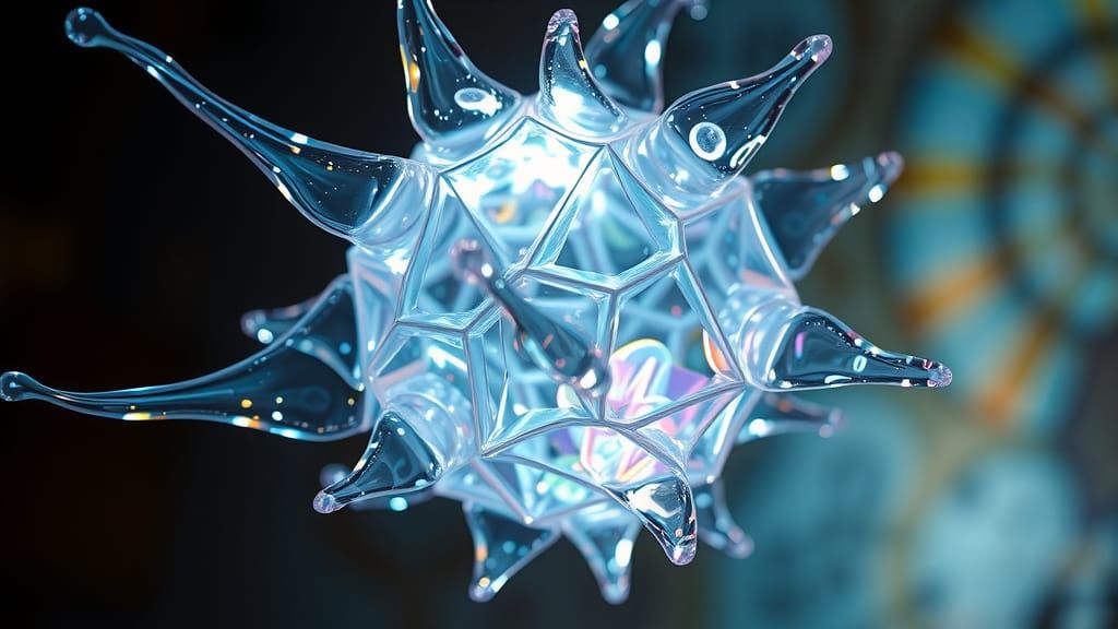 Vibrant Glass Sculpture in Ethereal Light