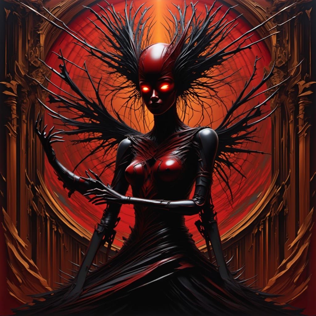 Haunted Djinn in Art Deco Enamel Style