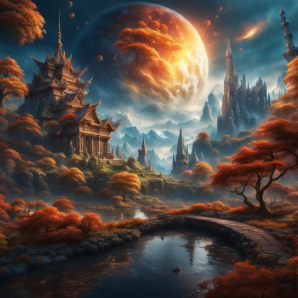 Peaceful World: Detailed Matte Painting in 8K