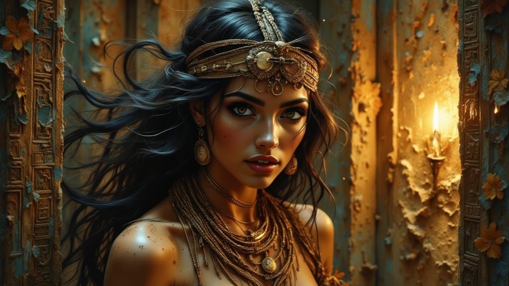 Cleopatra Sorceress in Ancient Temple