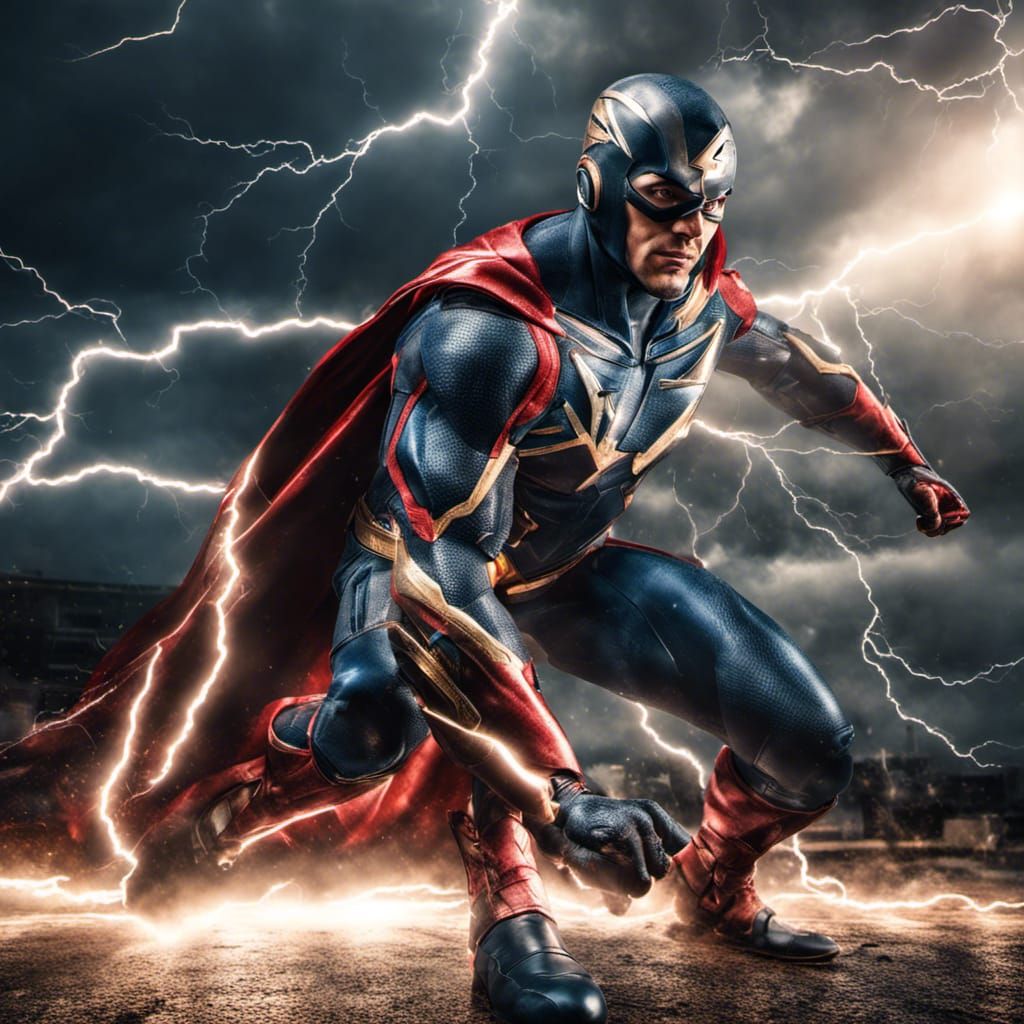 Lightning powered superhero