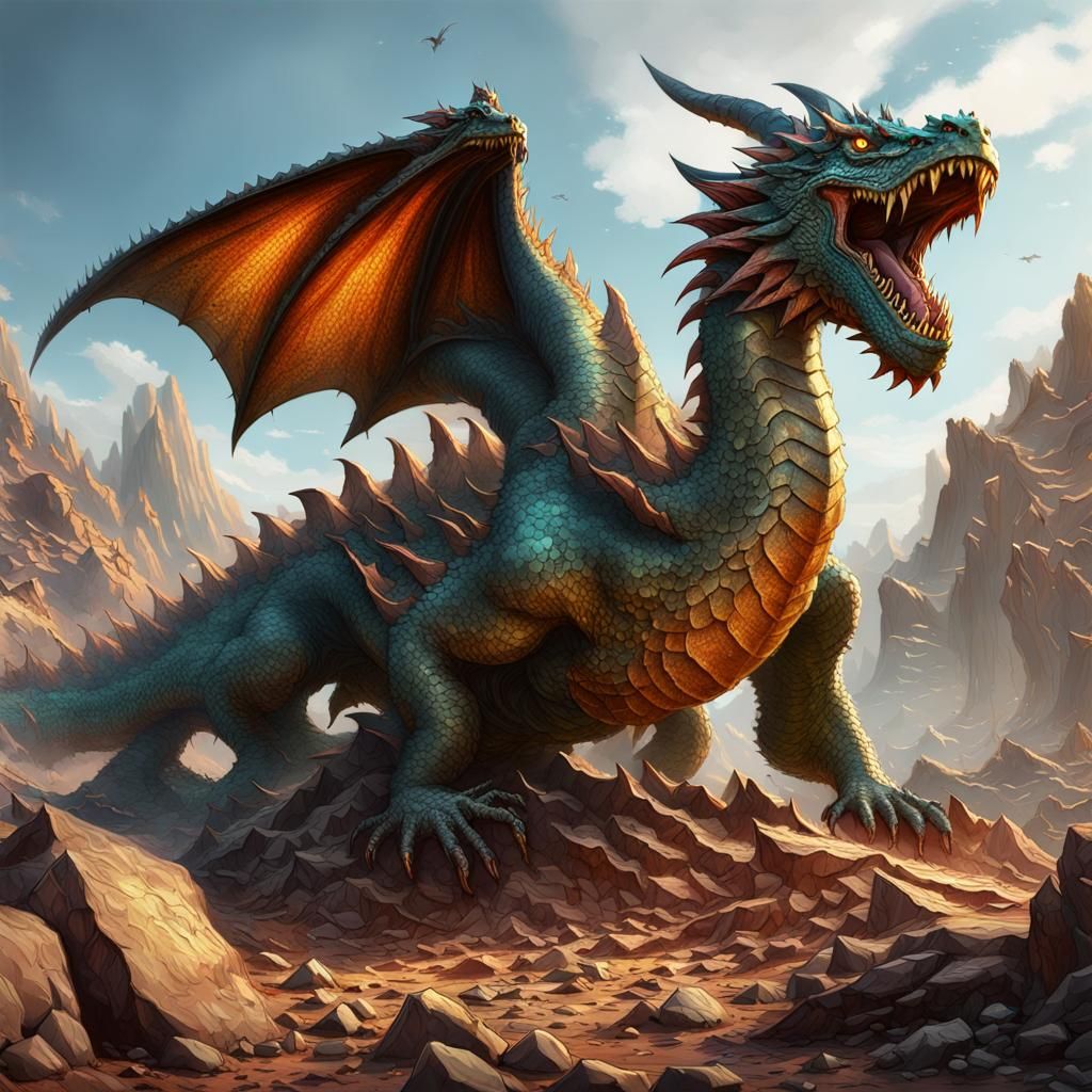 Majestic Earth Dragon Rising: Fantasy Concept Art