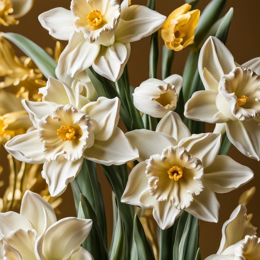 Elegant Wedgewood-Inspired Baroque Porcelain: Daffodils in G...