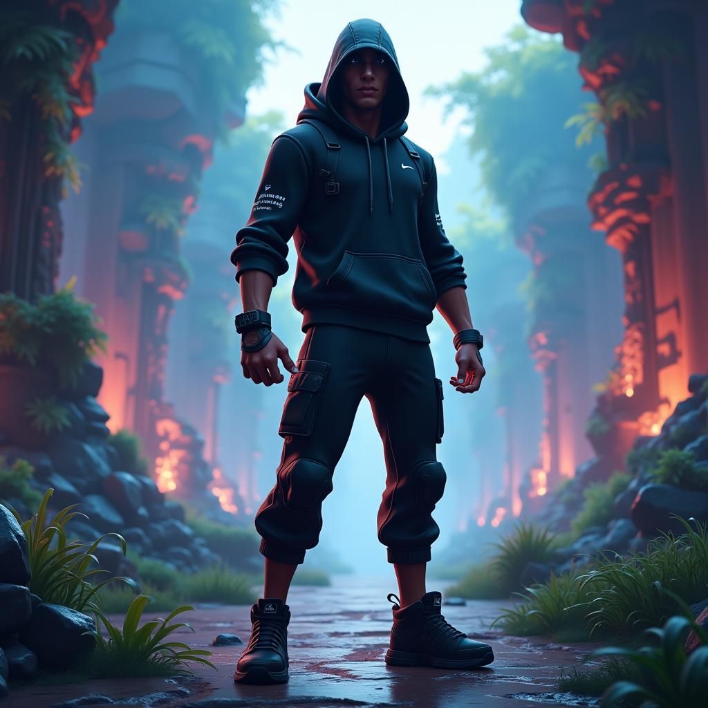 Fortnite Character in Mystical Ruins: Fantasy Concept Art