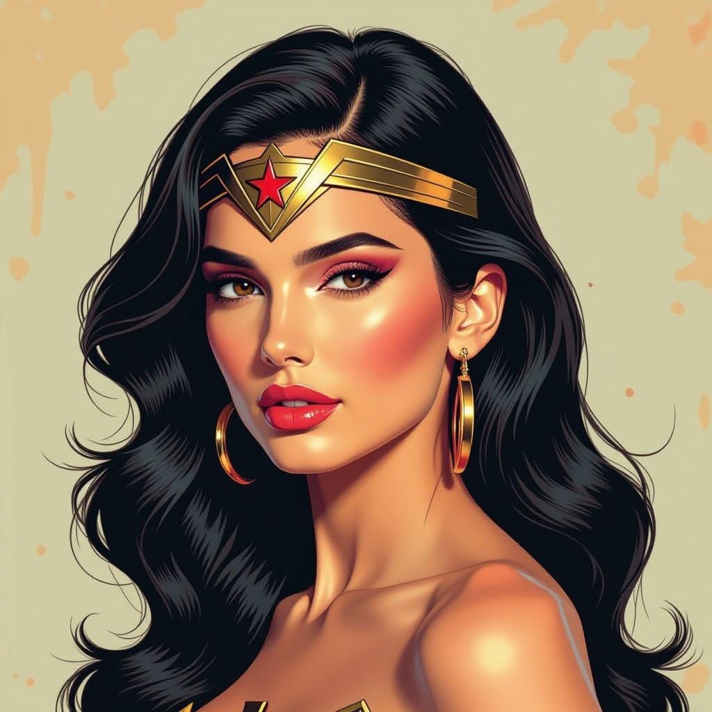 Sleek 70s Wonder Woman-Inspired Portrait with Modern Twists