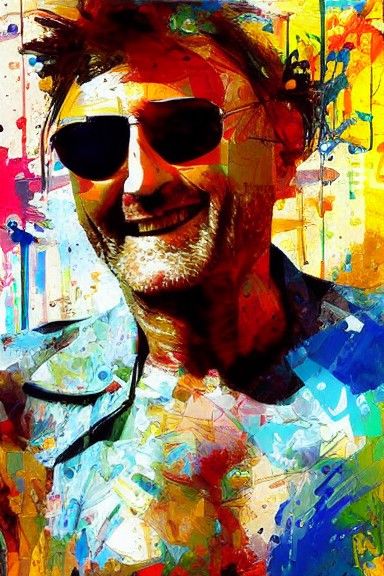 Photorealistic Portrait with Blue Sunglasses