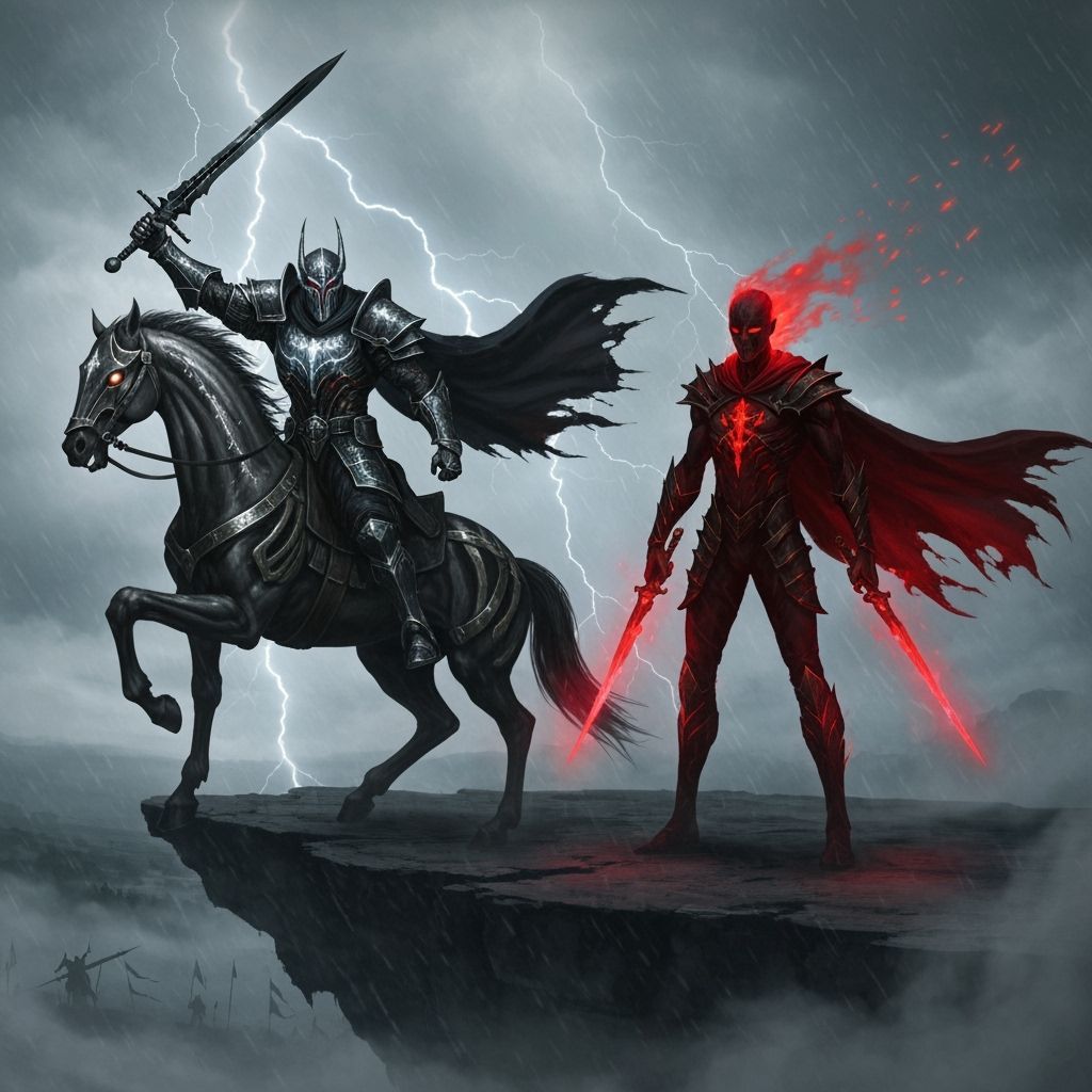 Dark Rider and Crimson Wraithblade on Cliff