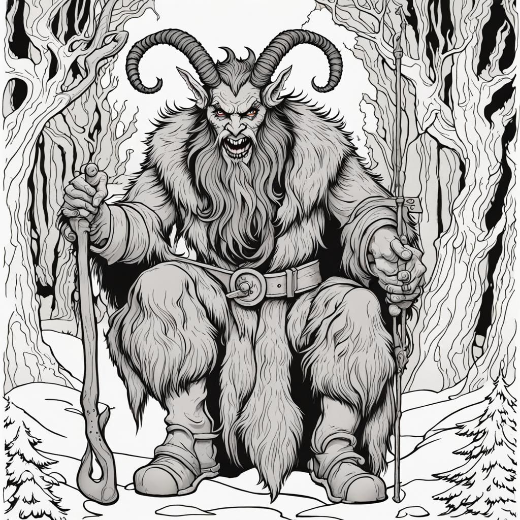 Krampus Coloring Page: A Winter Adventure