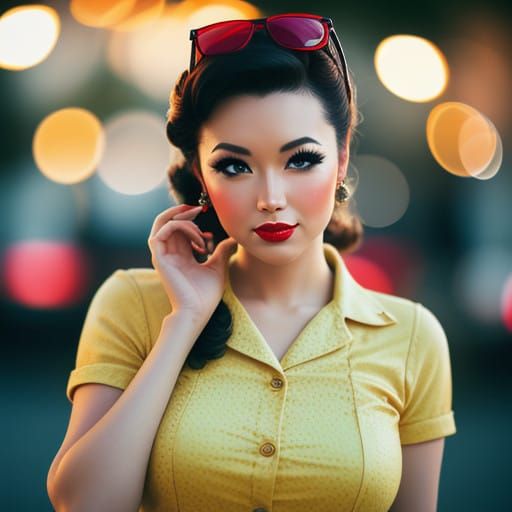 Vintage-Inspired Pin Up Girl in Soft Focus
