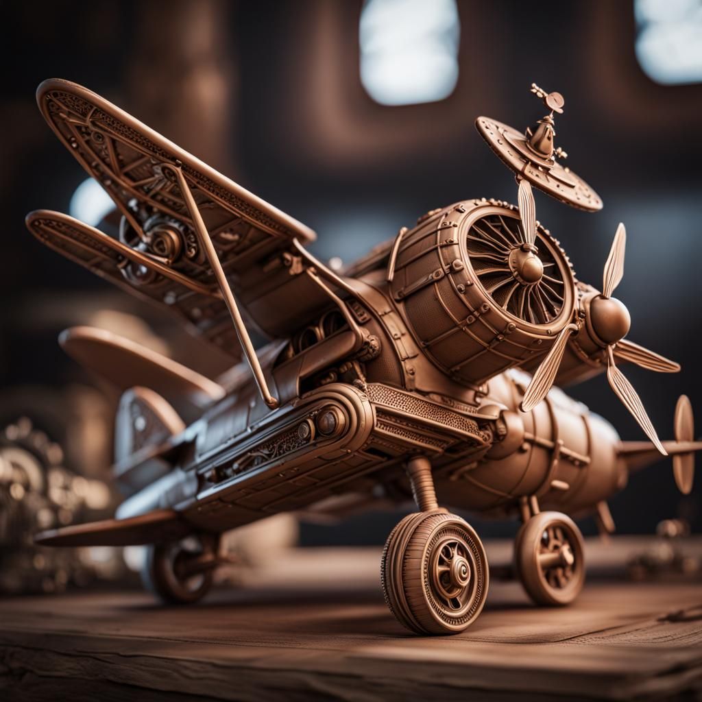 Steampunk clay pottery plane