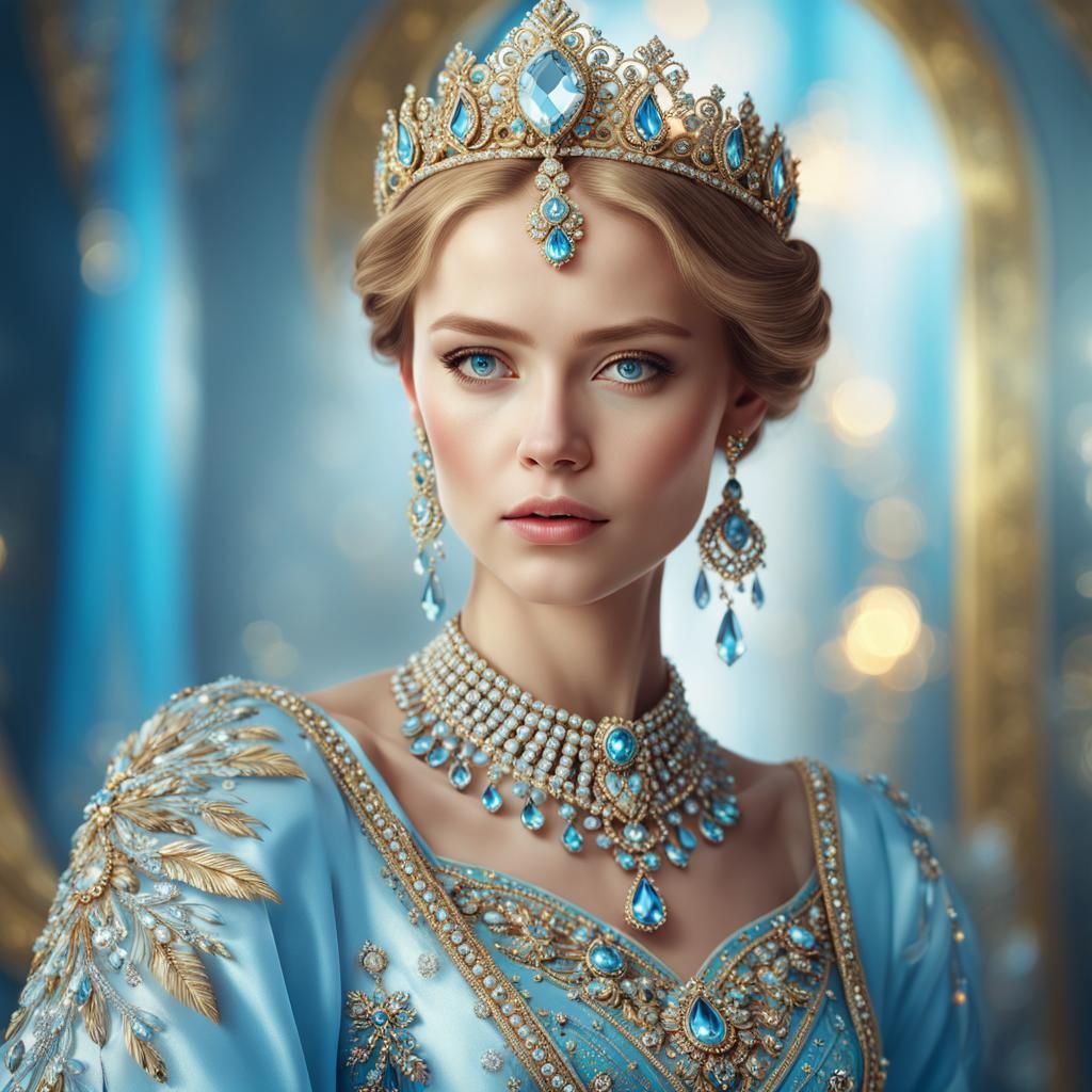 Russian Princess with Gemstone in Digital Art Style