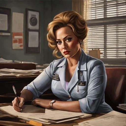 Detailed Doctor Portrait in Art Nouveau Style