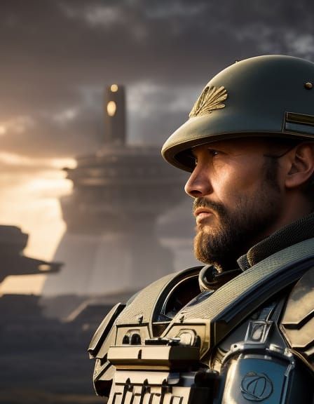 Imperial Sardauker Portrait: Sci-Fi Soldier in Desert Landsc...