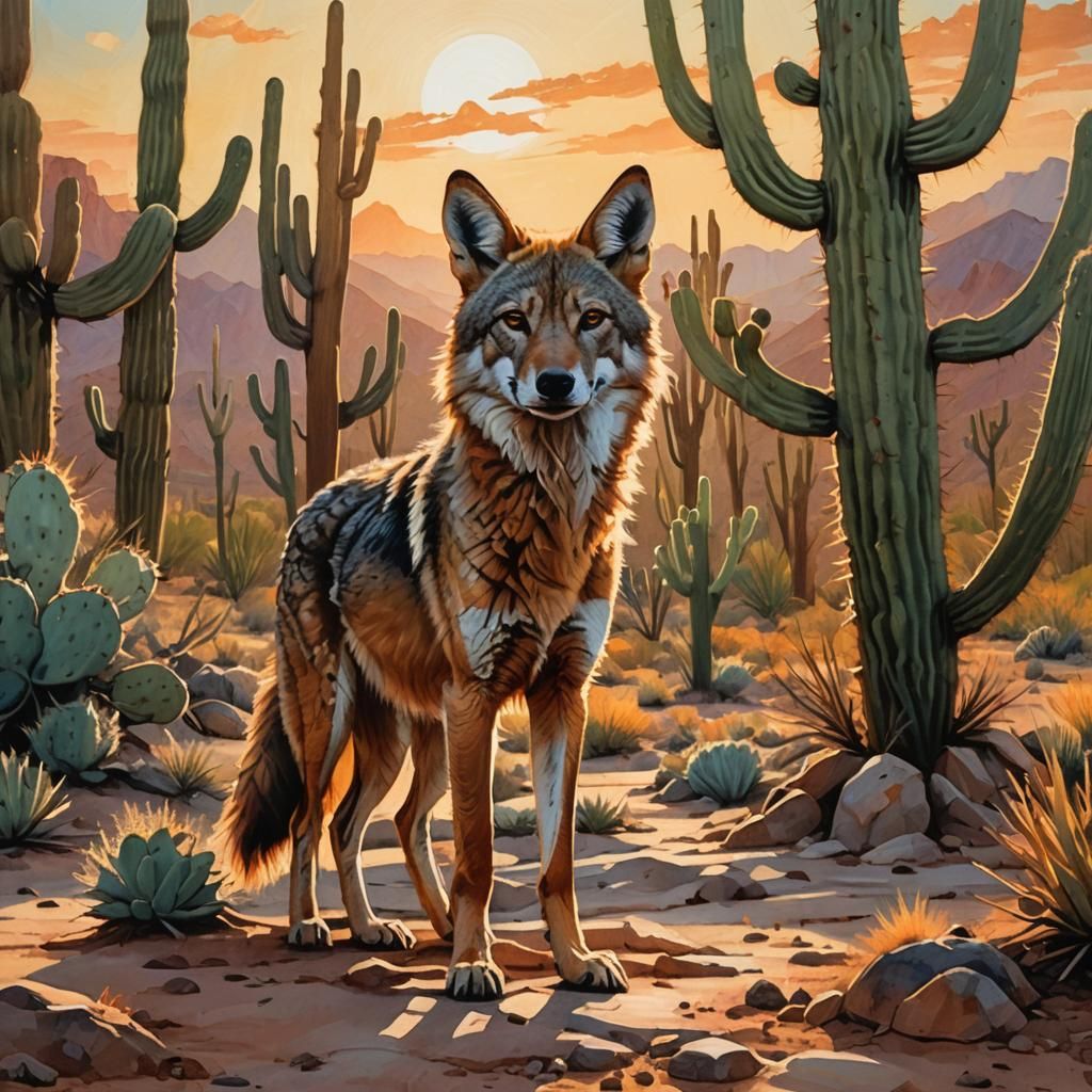 Coyote Portrait in Southwestern Desert Landscape