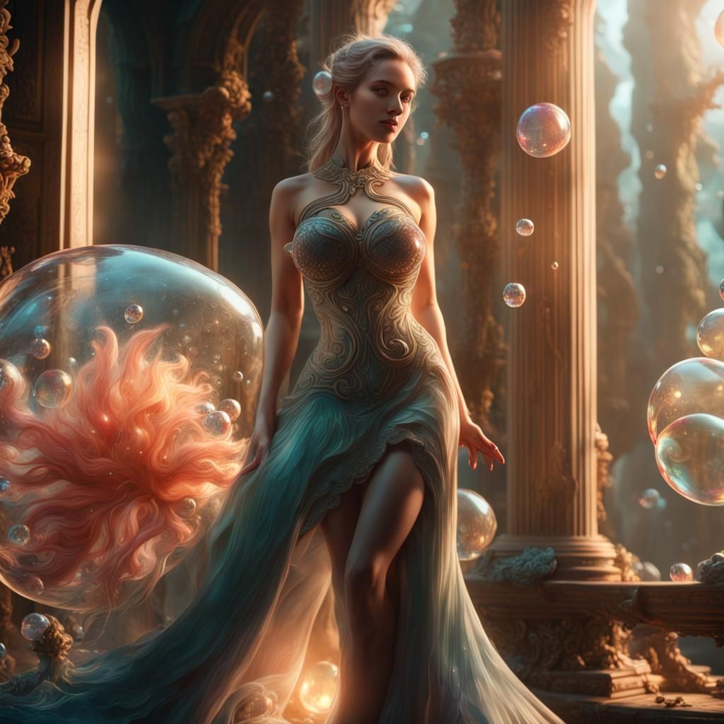 Mermaid in Crystal Bubble: Fantasy Concept Art