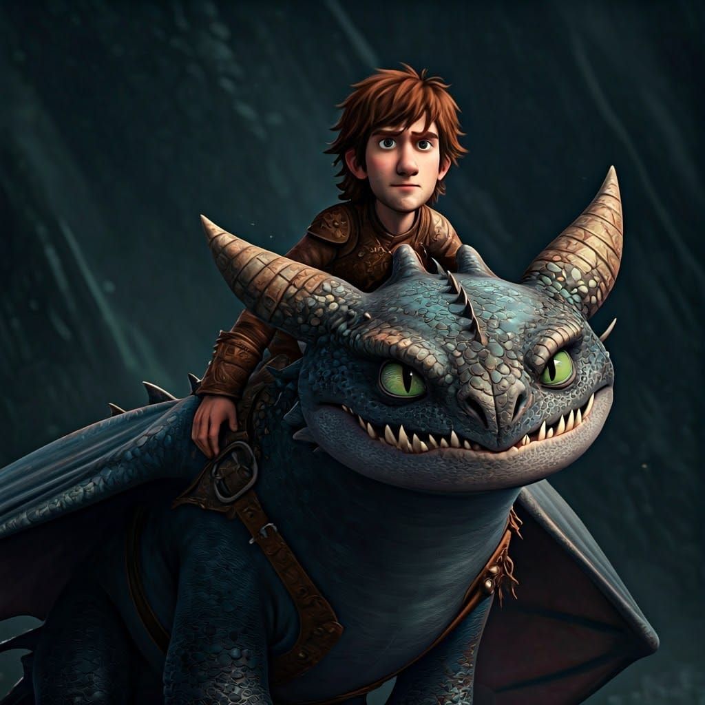 Hiccup and Toothless: Detailed Matte Painting