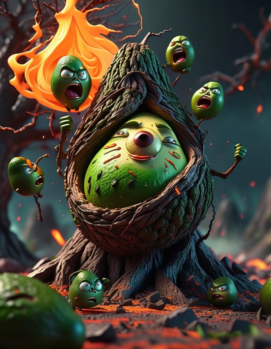 Angry Avocados Wage War in Fantasy Art