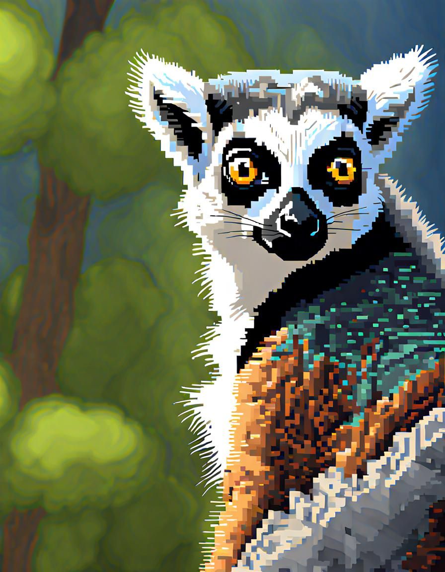 Ring-tailed-lemur in Pixel art