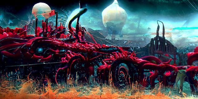 Cyberpunk Hellscape: Twisted Beast of Flesh and Steel