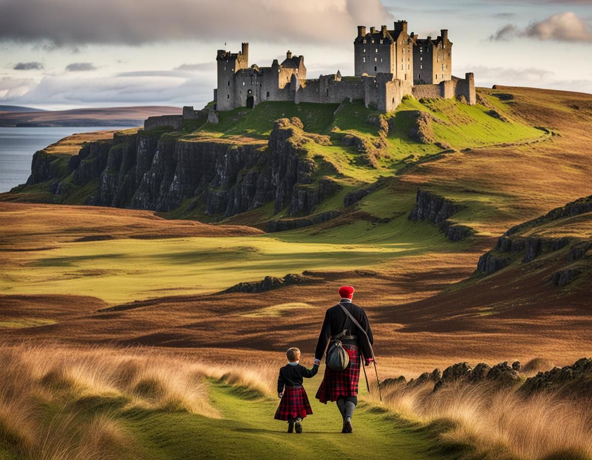 Dunvegan Castle and Highlander in Scotland