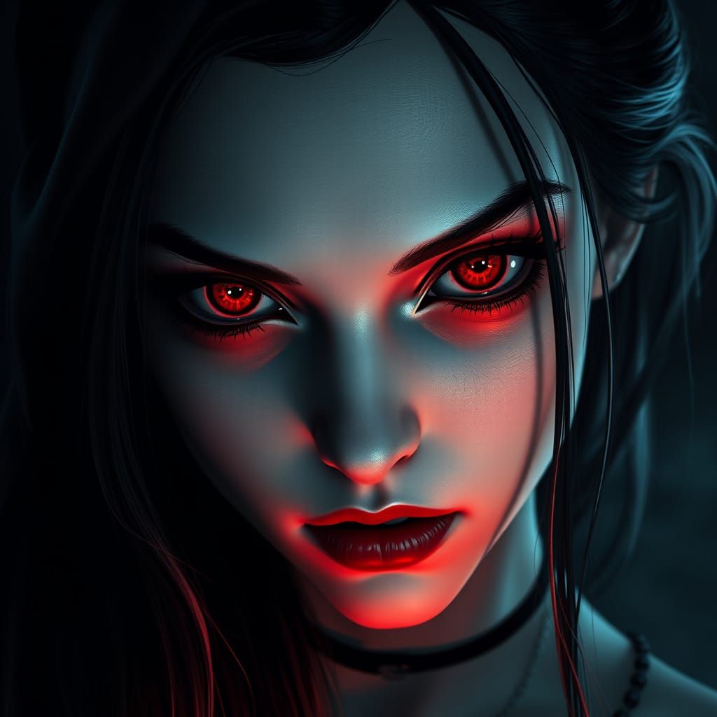 Gothic Vampire Girl in Hyper-Realistic Comic Book Style