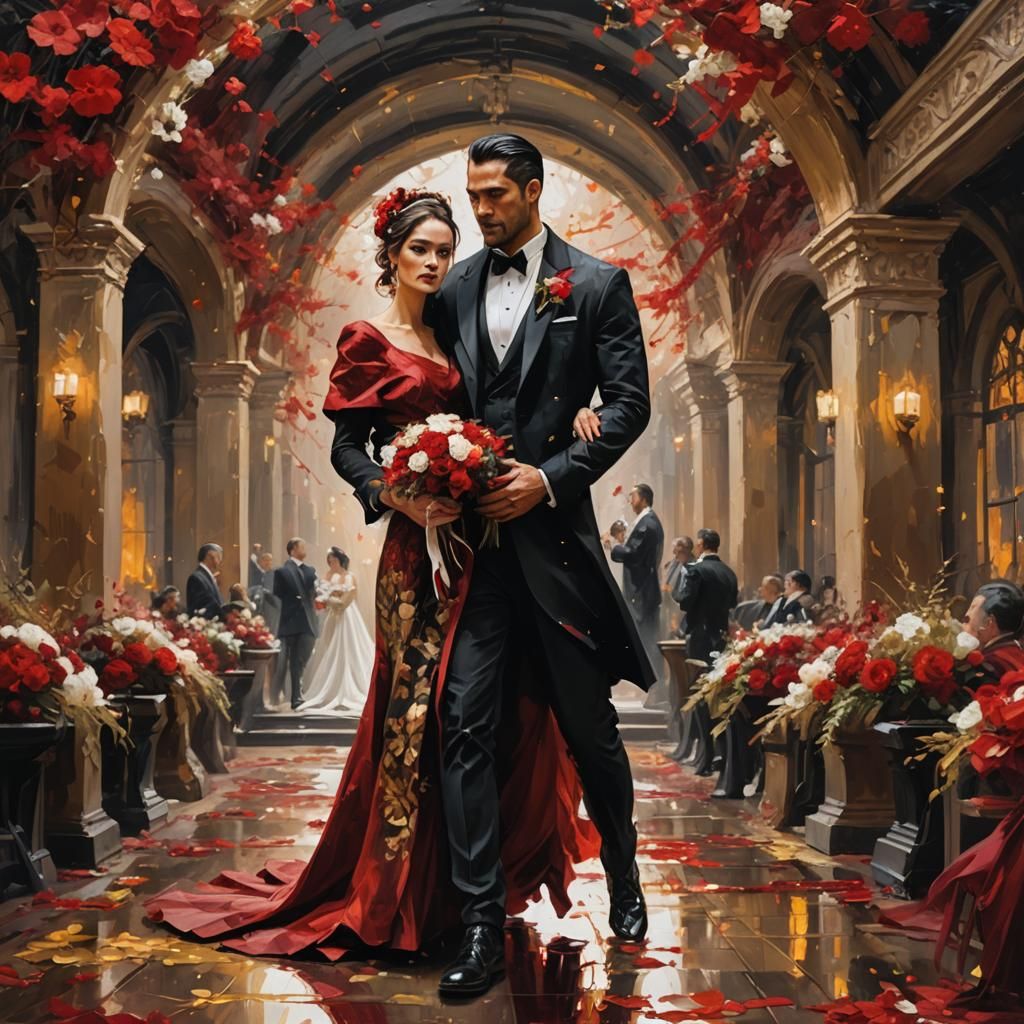 Fantasy Wedding Portrait in Bold Oil Painting Style