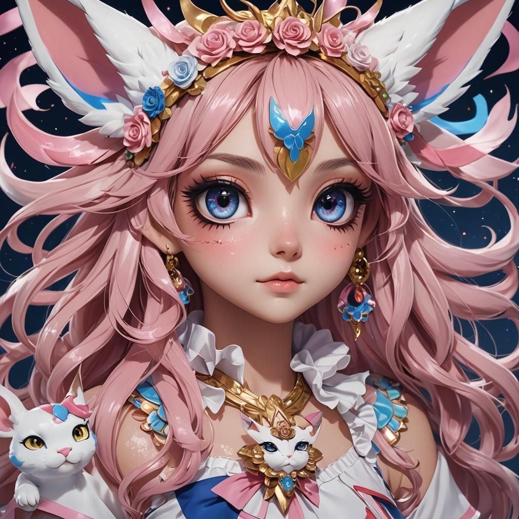 Pride Shoujo Bishoujo with Big Eyes in Detailed Painting