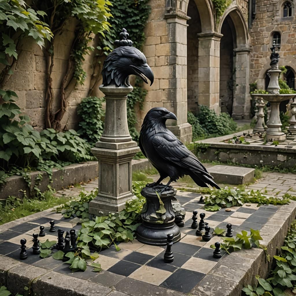 Broken Chessboard in Castle Courtyard