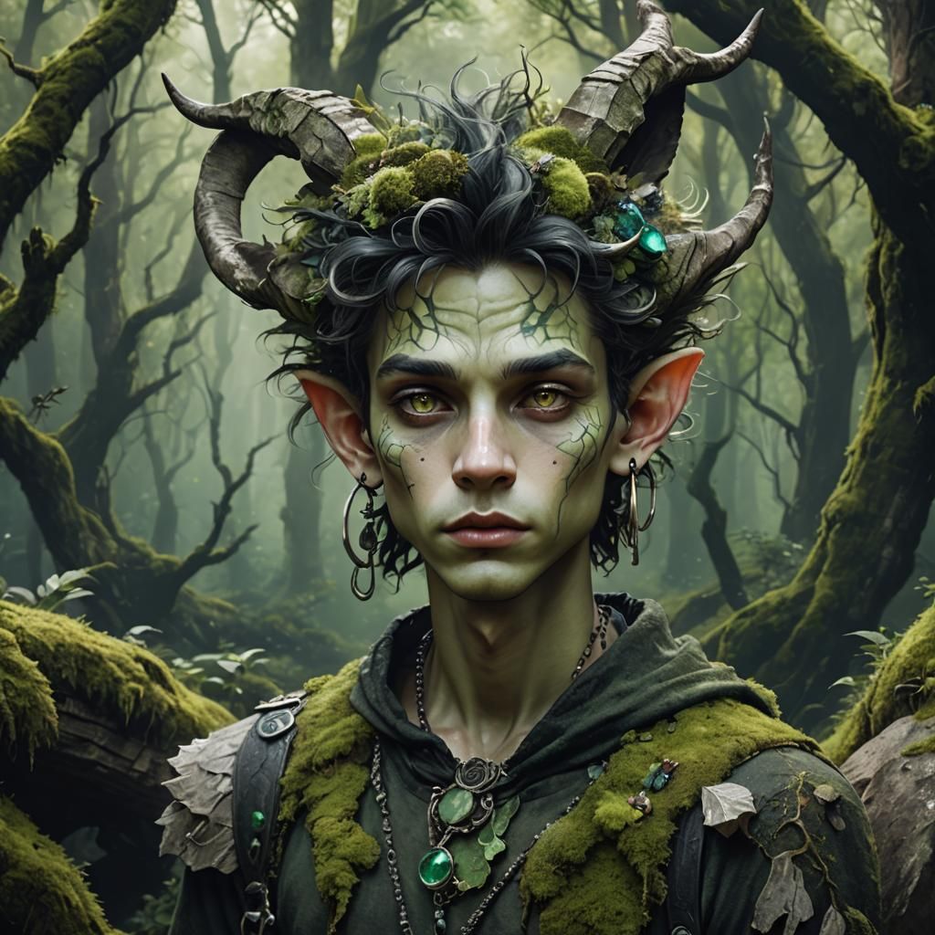 Mystical Forest Troll Nymph with Emerald Eyes