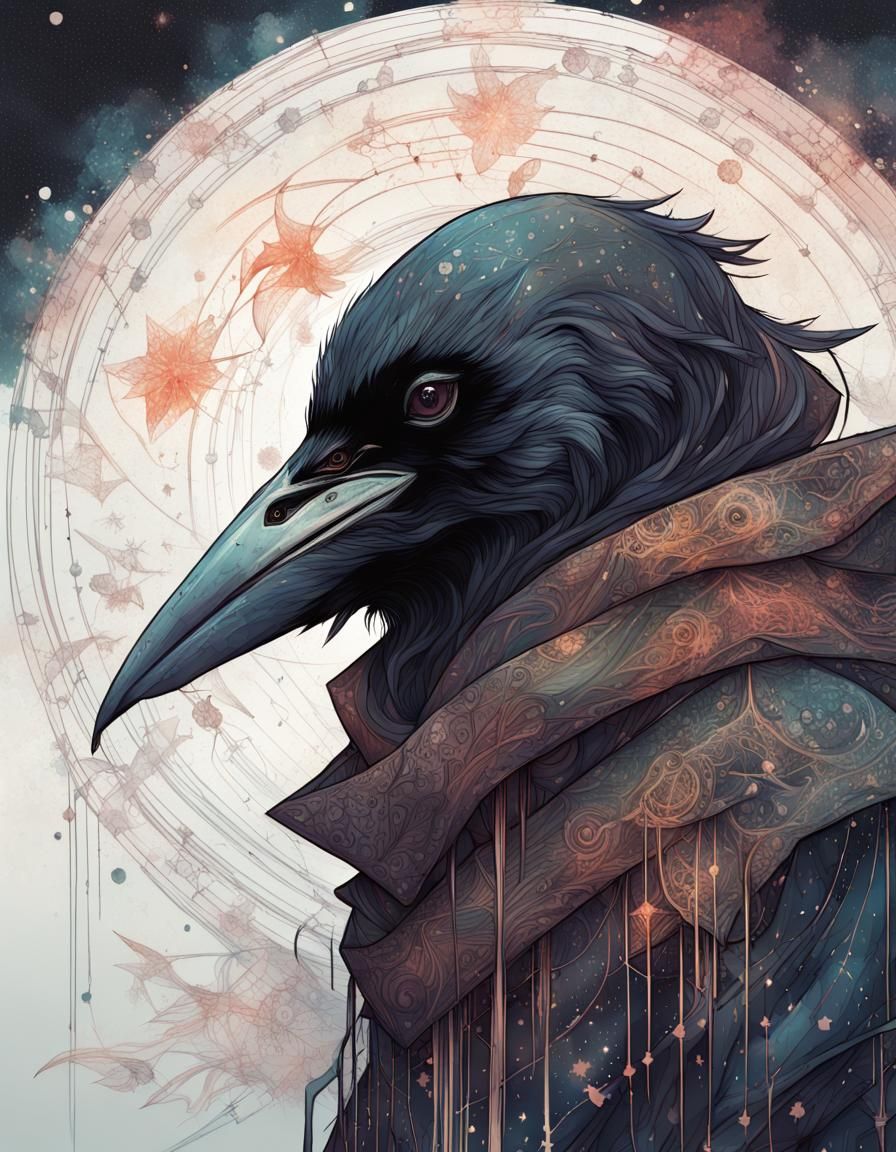 Constellation Kenku in Dark Alley: Digital Fantasy Art