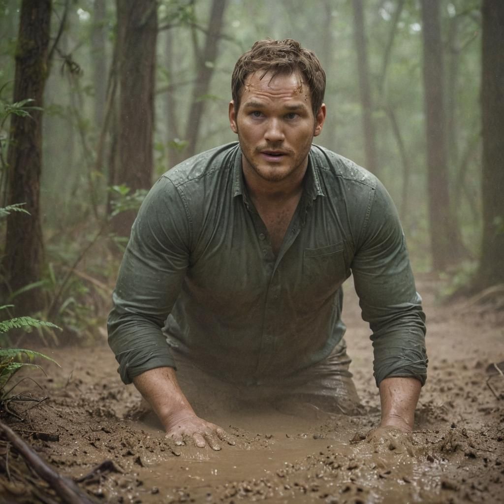 Chris Pratt Sinking in Quicksand: Dramatic Portrait