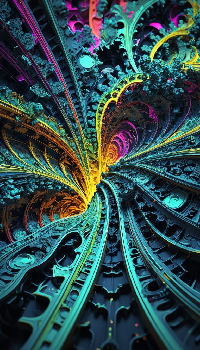 contrasting Vivid Neon colors give me what the A.I.s own ima...