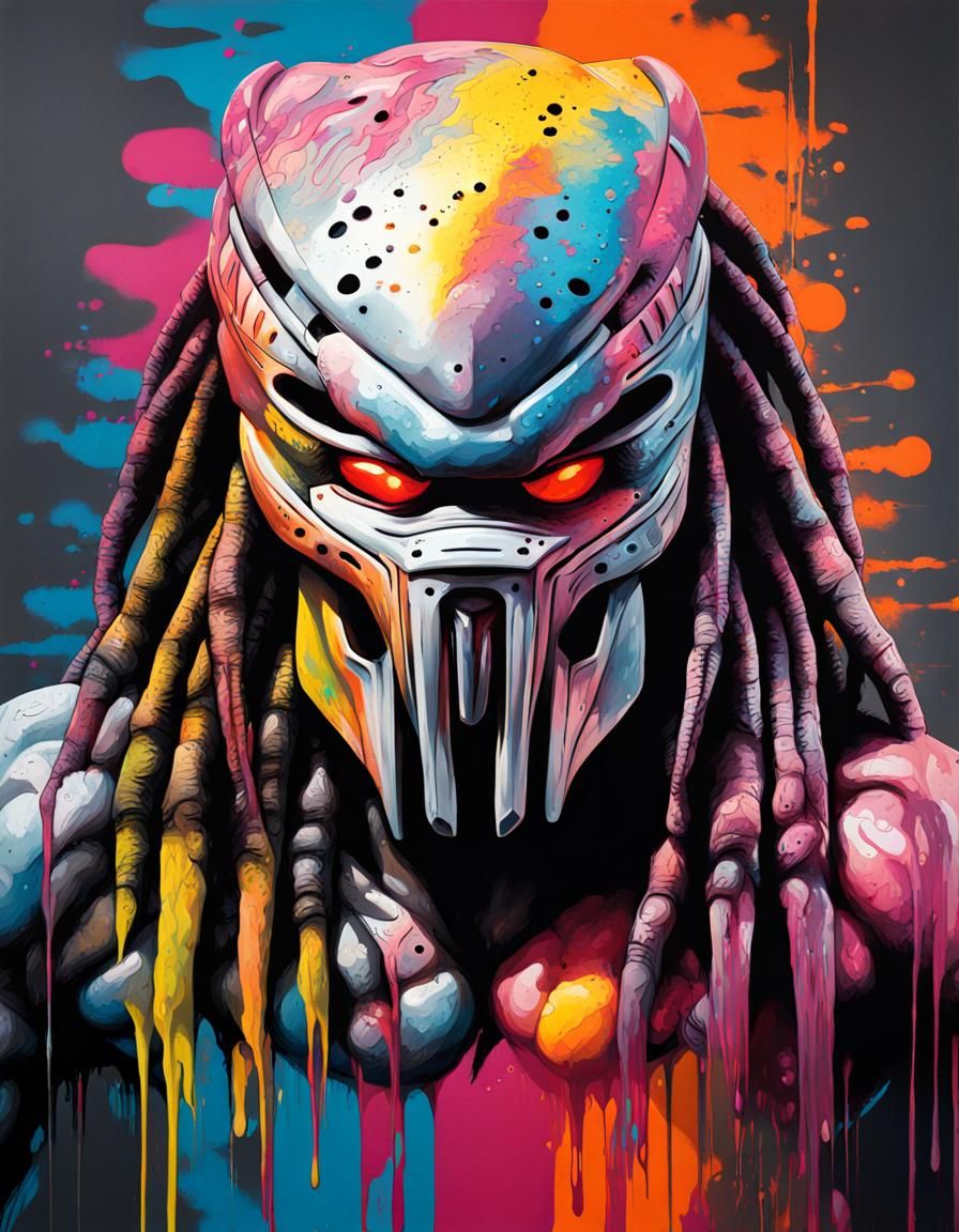 Colorful Predator in Graffiti Street Art Style