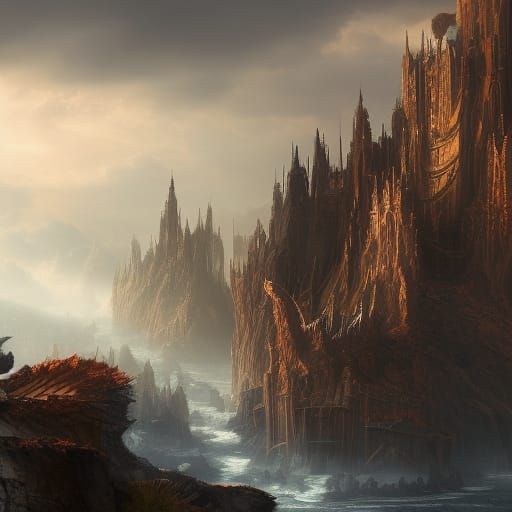 Detailed Dragon Matte Painting in Dark Fantasy Style