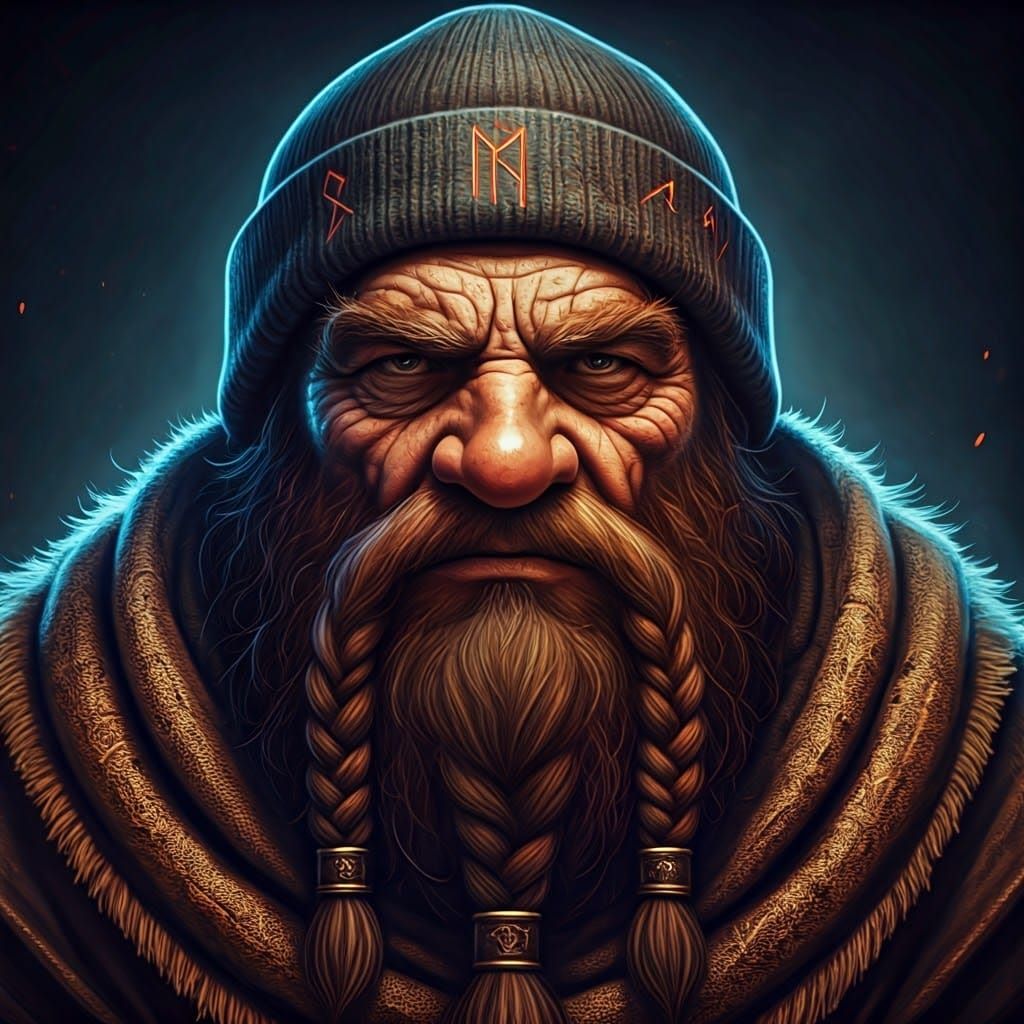 Dwarf Rune Sorcerer in Moody, Intricately Patterned Attire
