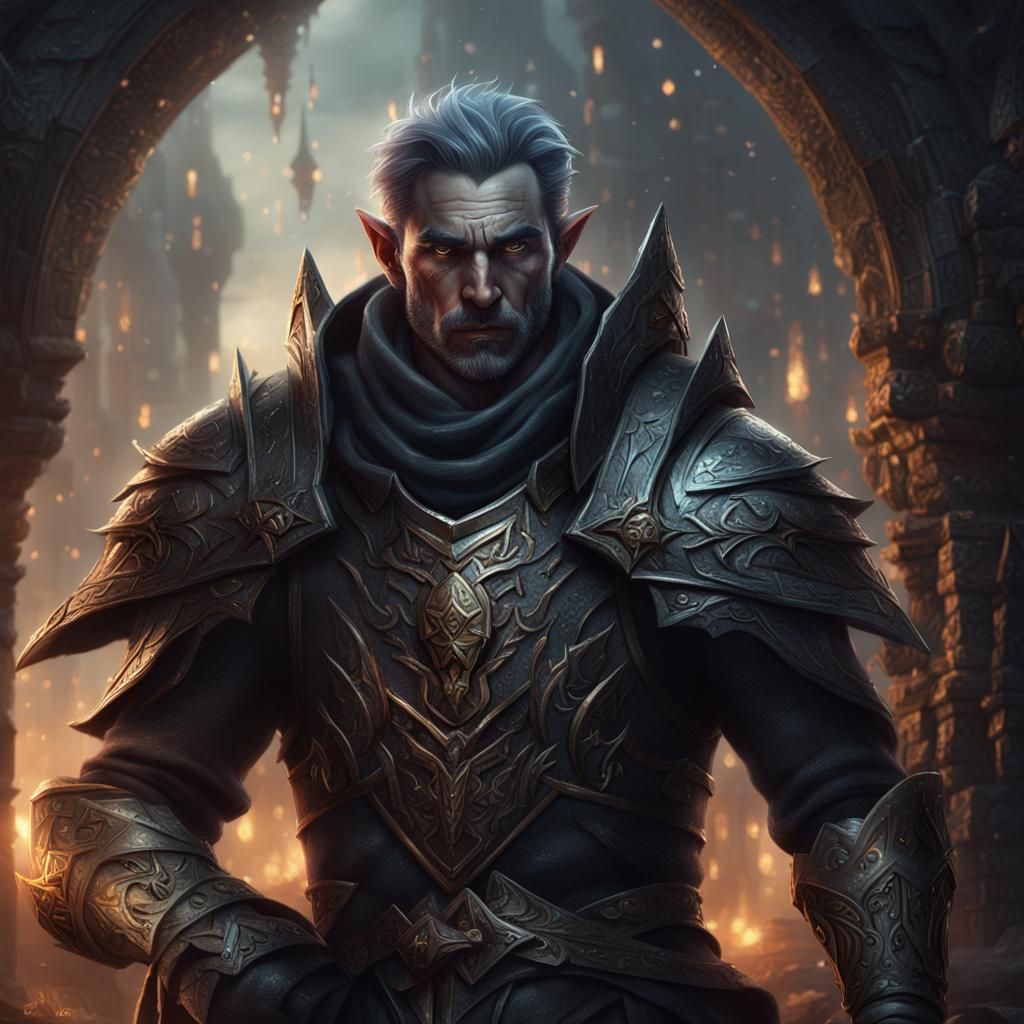 Depressed Dark Elf Paladin: Epic Digital Matte Painting