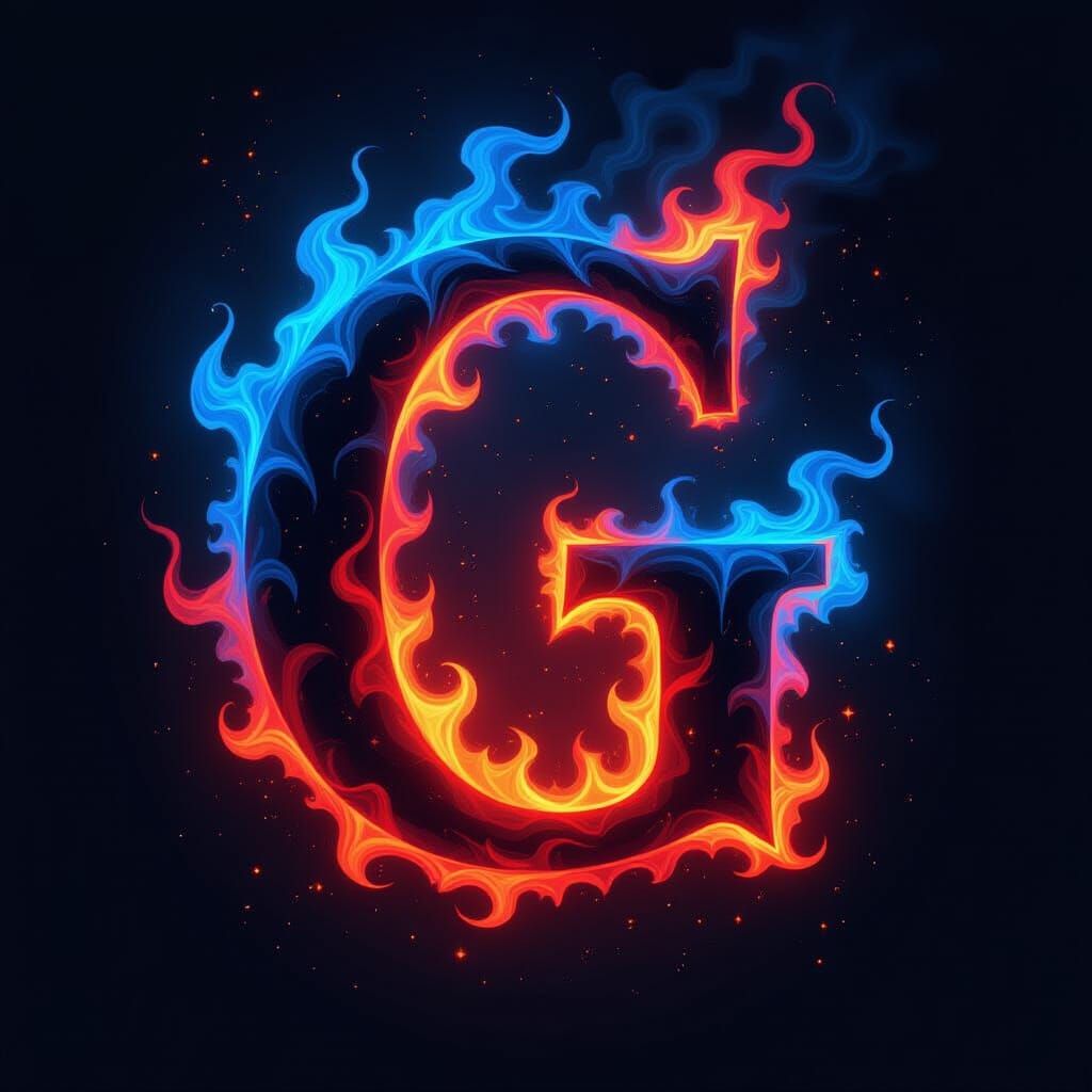 Fiery Letter G in a Futuristic Art Style
