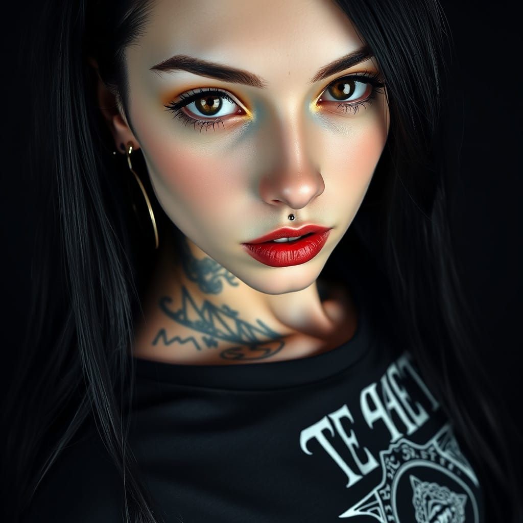 Gothic Goddess in Bold, High-Contrast Style