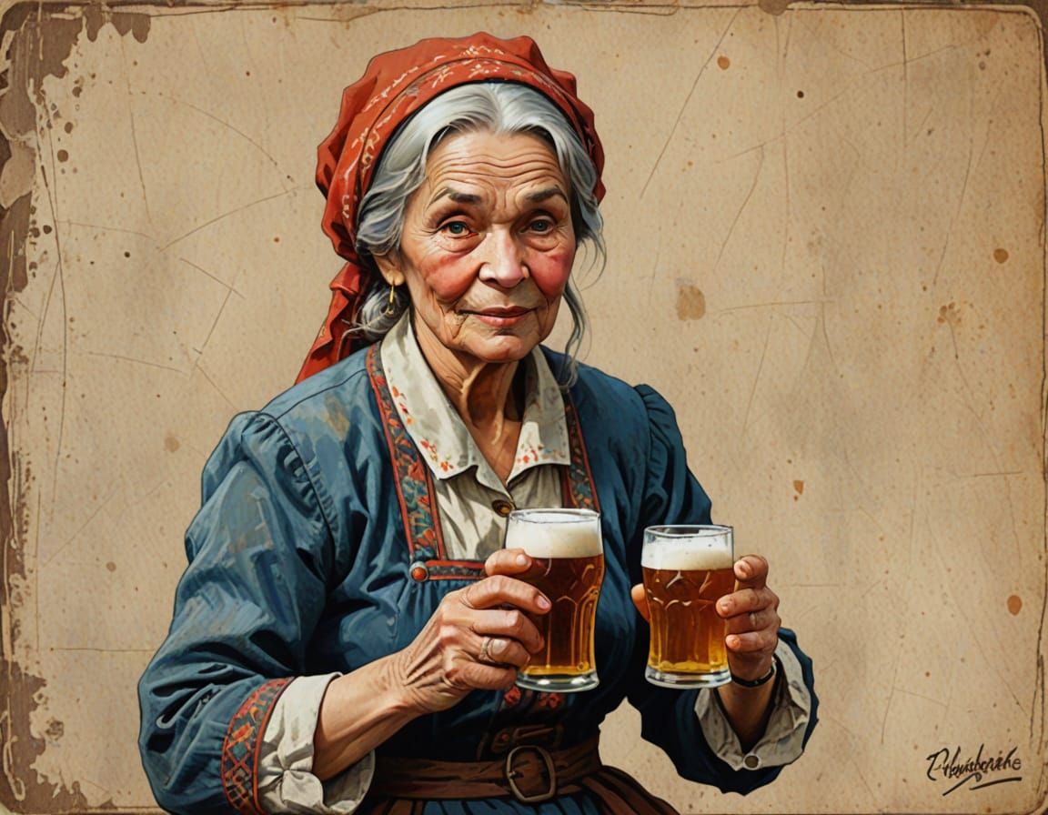 Sassy Russian Beer Seller in Pin-Up Style