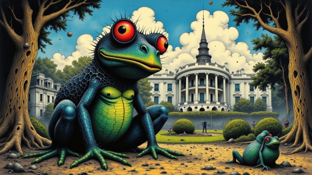 Wacky Inflatable Frog Party at White House East Lawn in Stea...