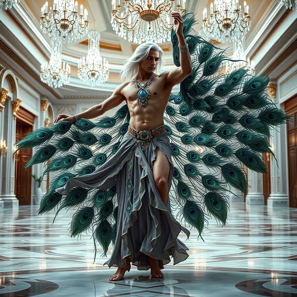 Dazzling Male Belly Dancer in Iridescent Opulence