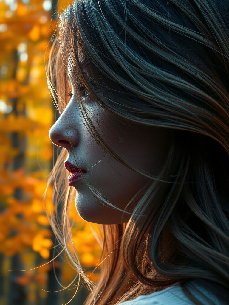 Autumn Woman Profile in Ethereal Style