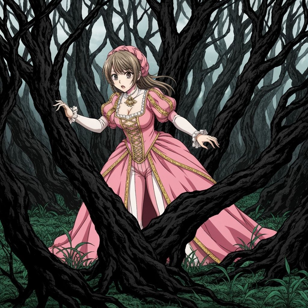 Manga Style Renaissance Girl in Dark Forest