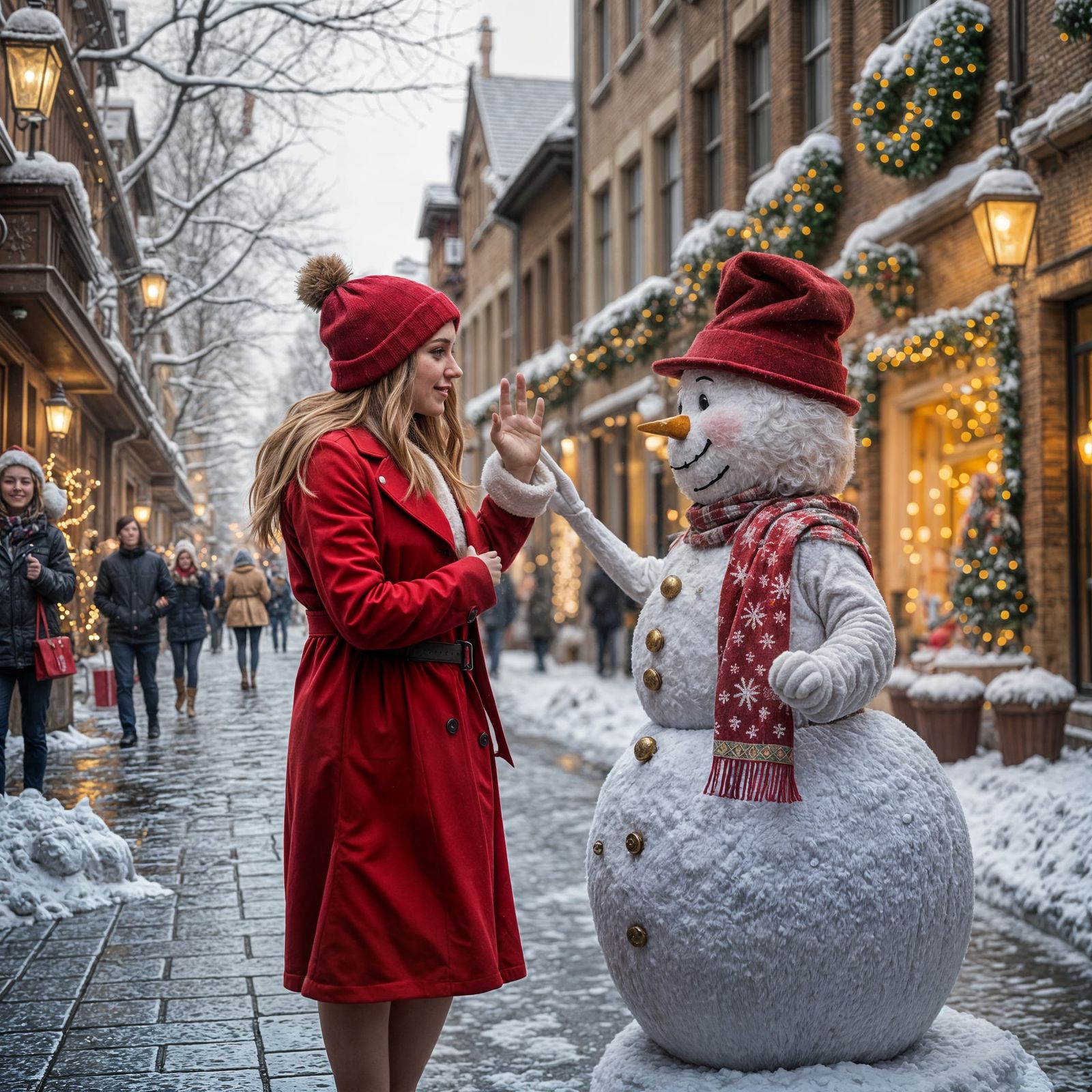 A Beautiful Woman Meets a Snowman on a Festive Christmas Eve...