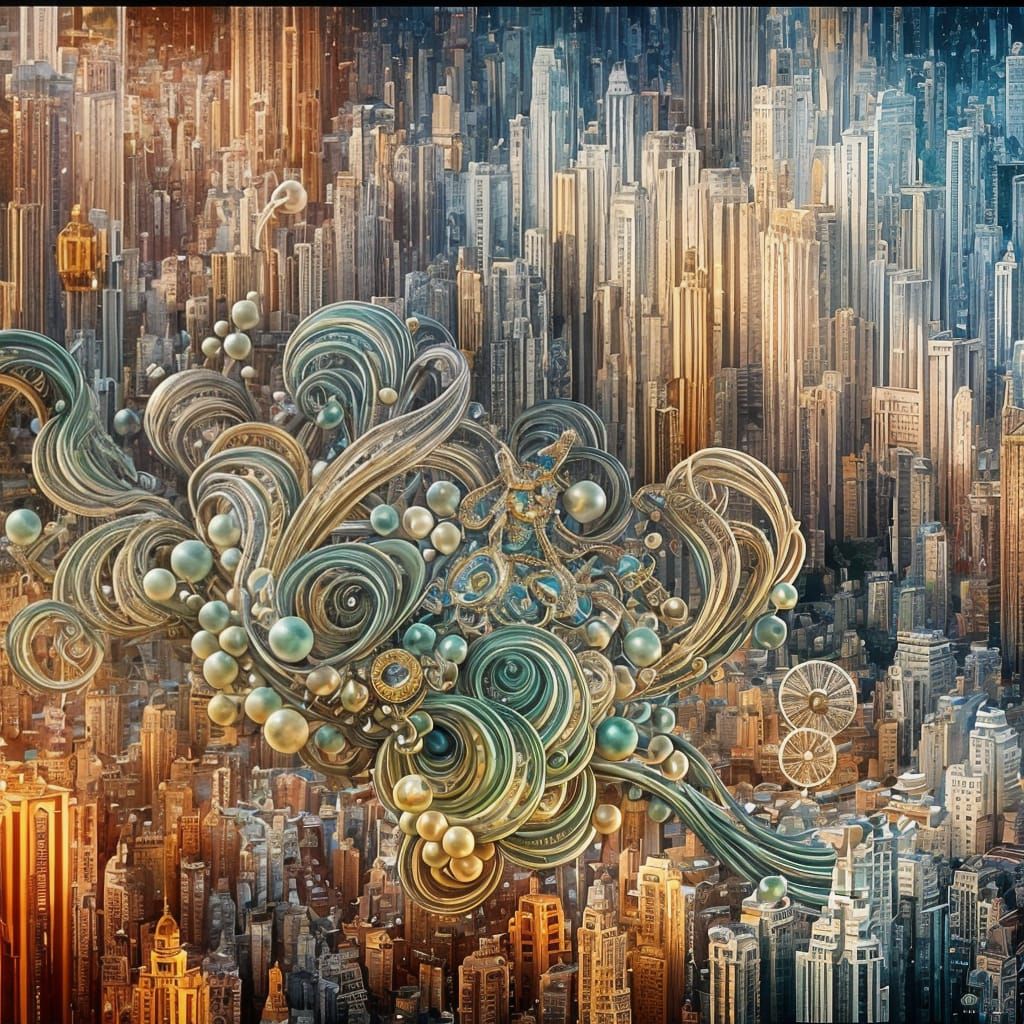 Intricate Digital Painting in Opulent Chromatic Style