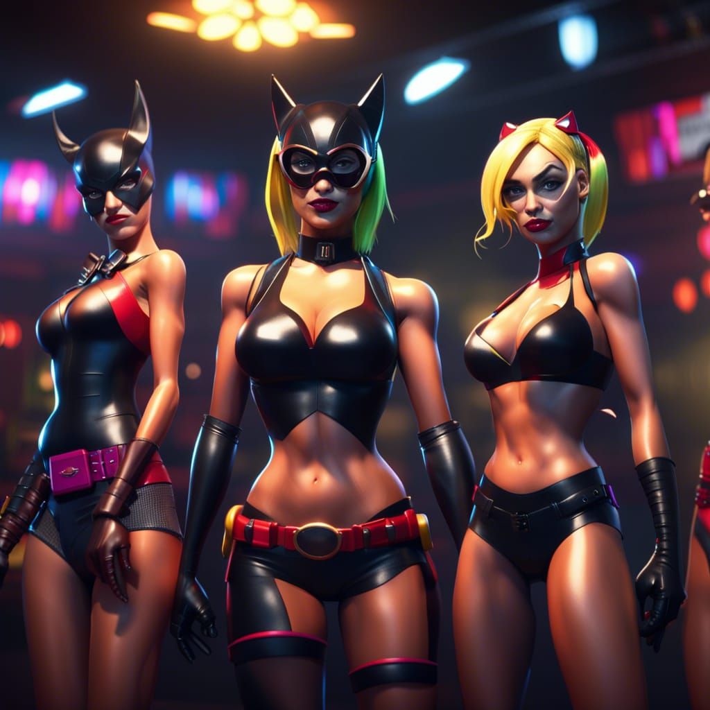 Catwoman, Batgirl, and Harley Quinn Nightclub Dance