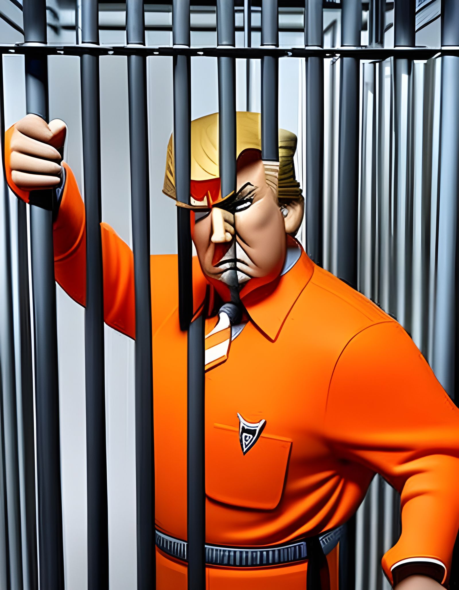 Donald Trump in Orange Jumpsuit: Hyperrealistic 3D Art