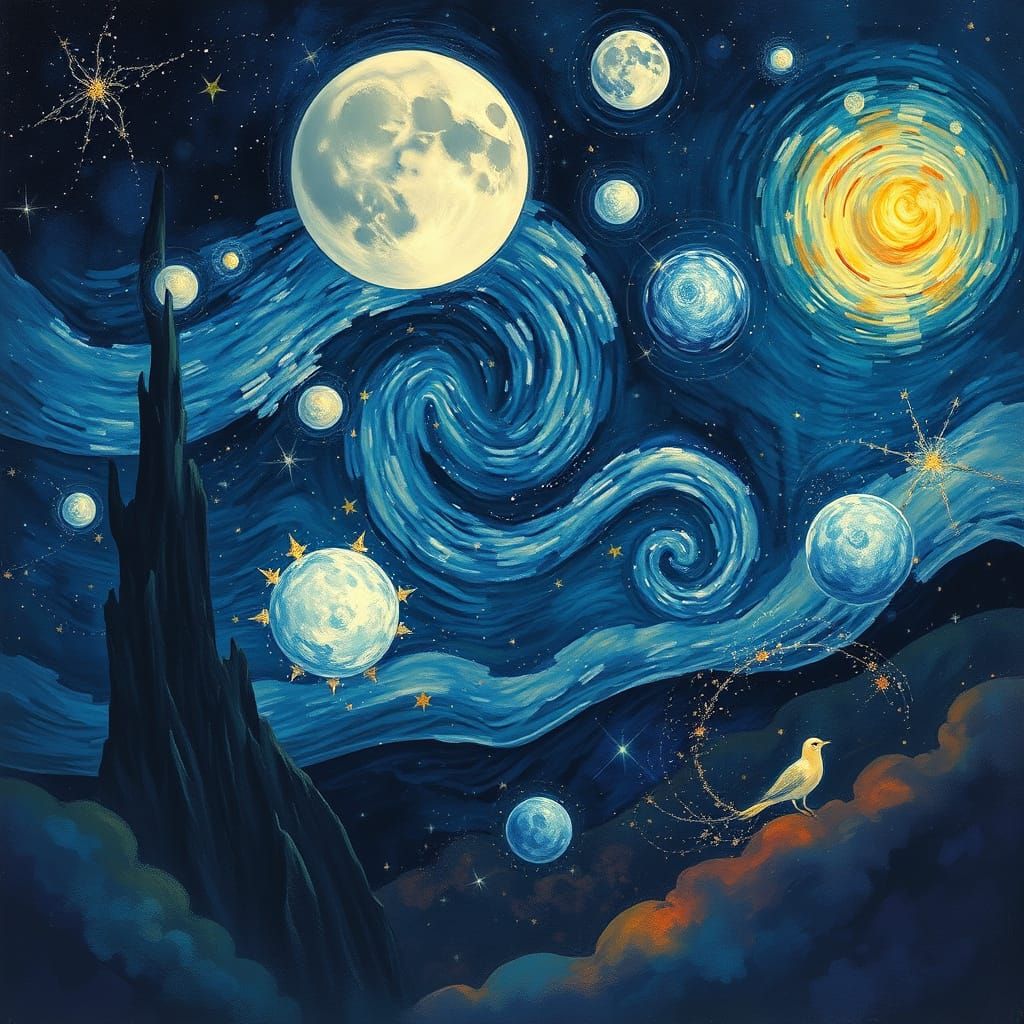 Ethereal Lunar Universe in Dreamy, Celestial Hues