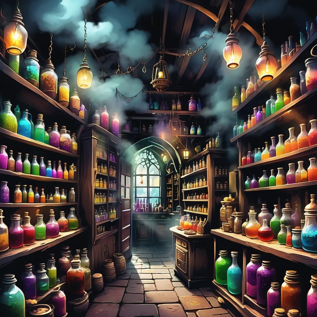 Ratkin Potion Shop in Comic Book Style
